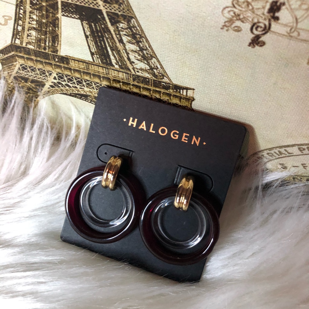 Halogen New Plum And Clear Circular Earrings 25$